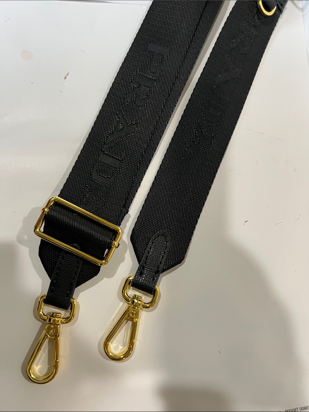 Prada Black Webbing Strap with Gold Hardware